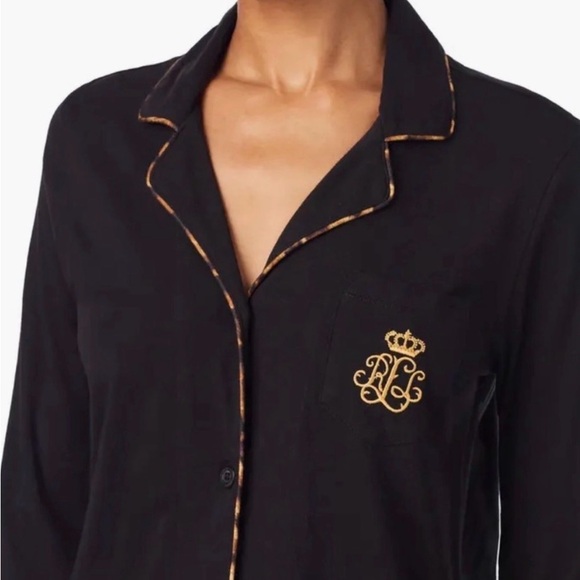 Ralph Lauren Black Button-Up 2-piece Pajama Set - Picture 3 of 6